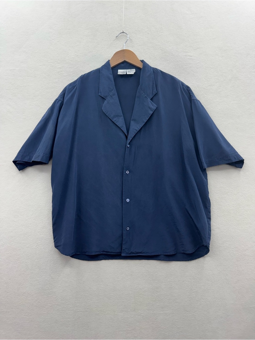 GO SILK Women’s 1X Blue Button Up 100% Silk Top